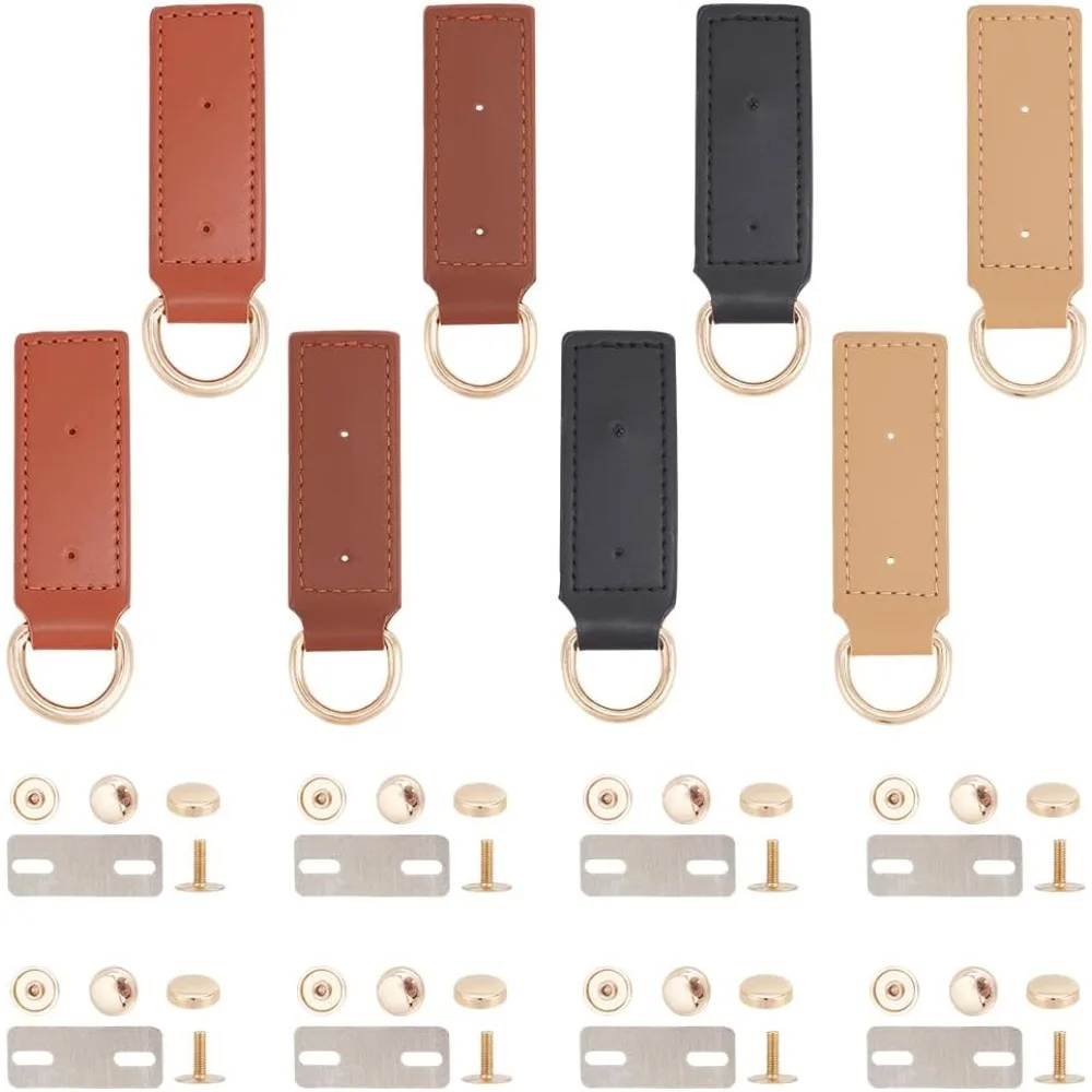 

8 Sets PU Leather Purse Suspension Clasp 4 Colors Detachable D-Ring Buckle with Screws Handbag Chain Connectors Bag Side Clip