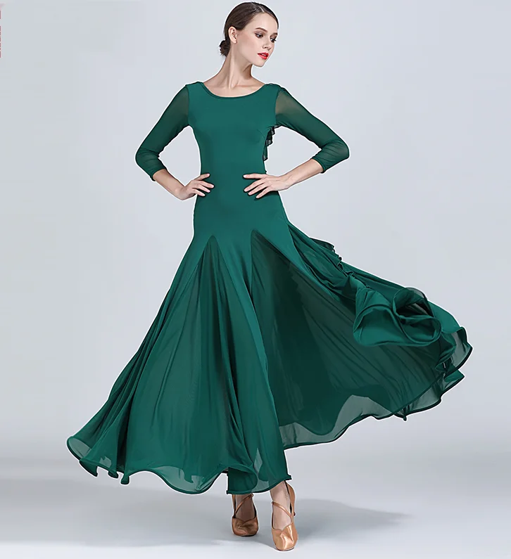 Ballroom Dance watz dress smooth dress Women Stage Ballroom Dress red green yellow 9035