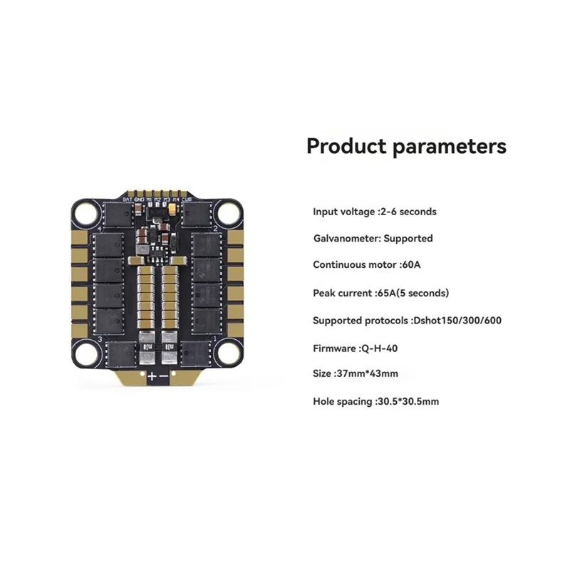 SQPP-pour Drone RC FPV Compatible 60A 6S V1 4 en 1 8 bits ESC 2-6S Lipo Dshot 150/300/600 30.5Mm x 30.5Mm