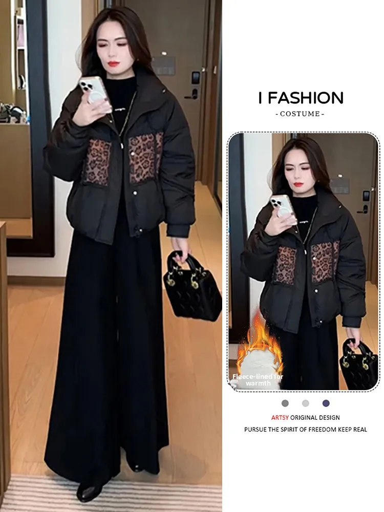 

Женская утепленная хлопковая куртка с леопардовым принтом, новая зимняя модная модель, на молнии по всей длине, свободный крой, в корейском стиле