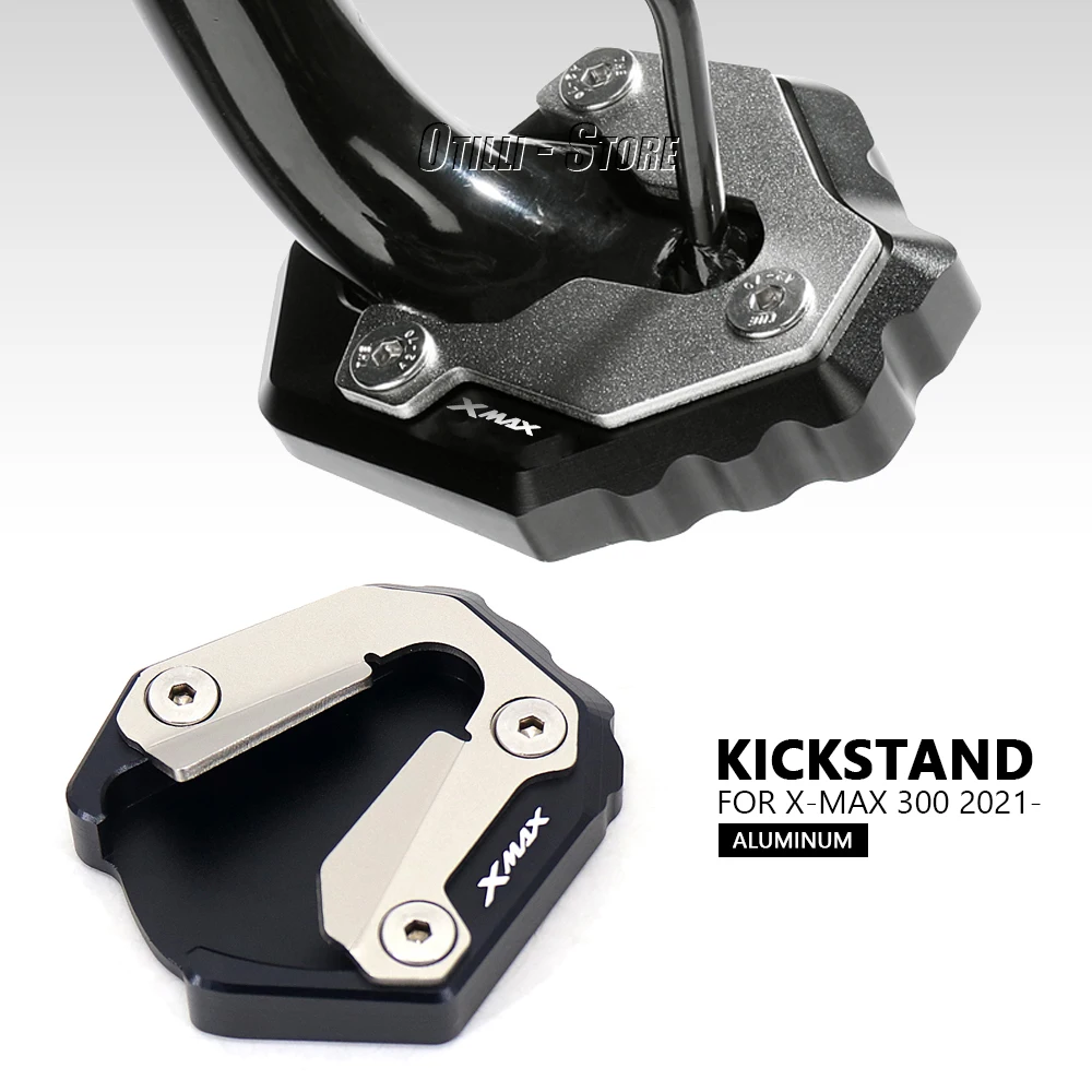 CNC Foot Side Stand Pad Plate Kickstand Enlarger Support Extension For YAMAHA X-MAX300 X-MAX XMAX 300 XMAX300 2021 2022 2023