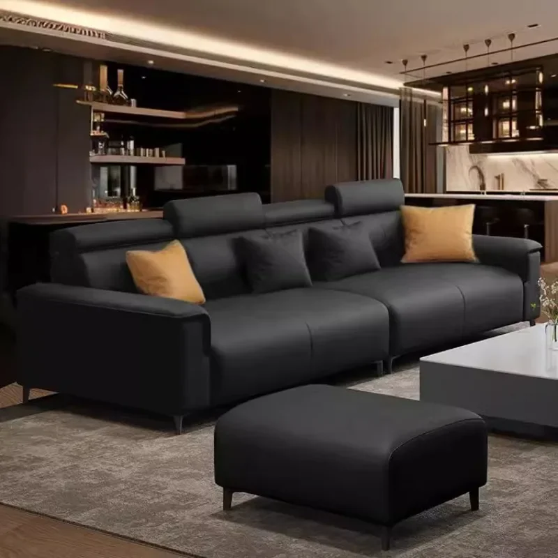 

Nordic Designer Living Room Sofas Leather Modern Wooden Recliner Big Sofas Lounges Armchair Italian Divani 2 Posti Furniture
