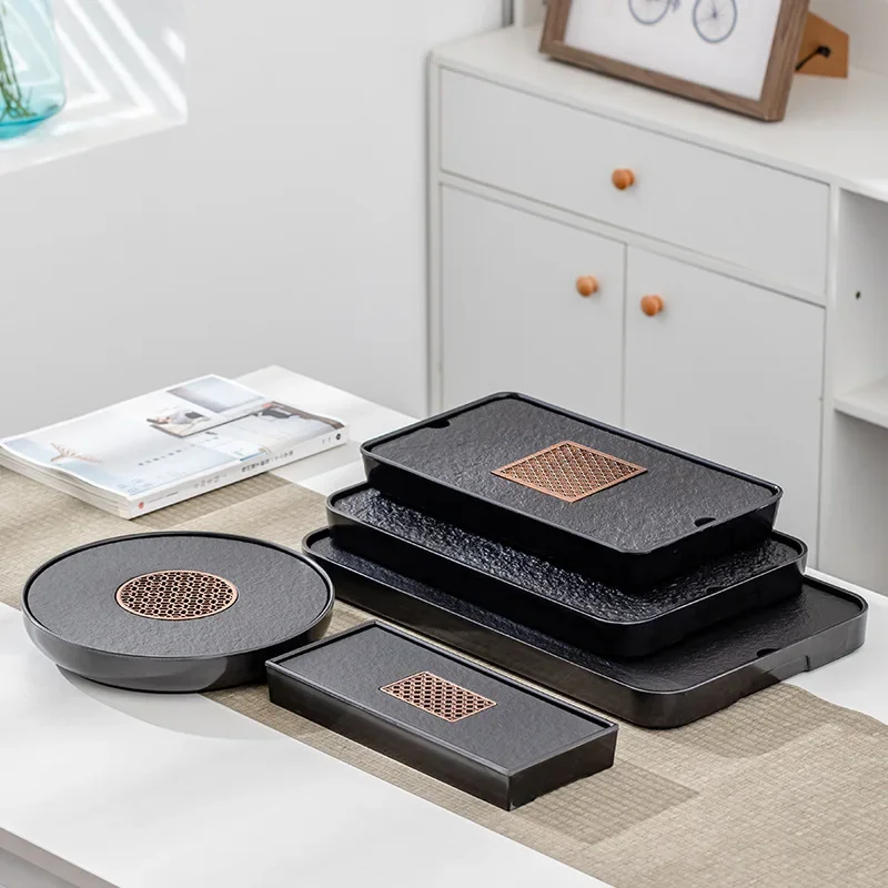 Household Kung Fu Tea Set, Tea Tray, Japanese Style Small Tea Station, Melamine Ceramic Drain Tray, Water Storage Dry Soak Tray