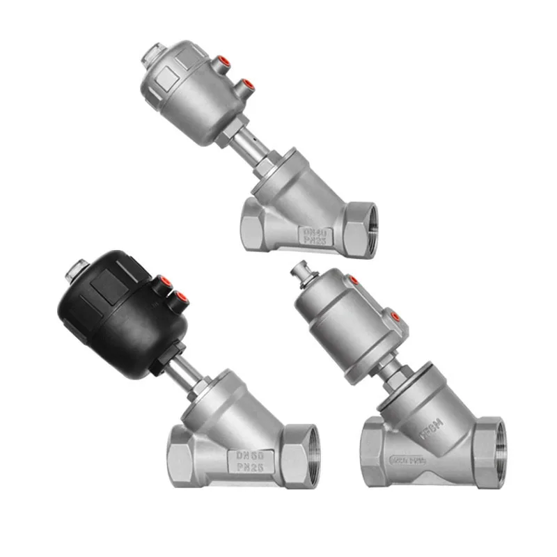 Stainless steel 304 angle seat valve pneumatic high temperature and corrosion resistant steam shut-off valve DN15 DN20 DN25 DN50