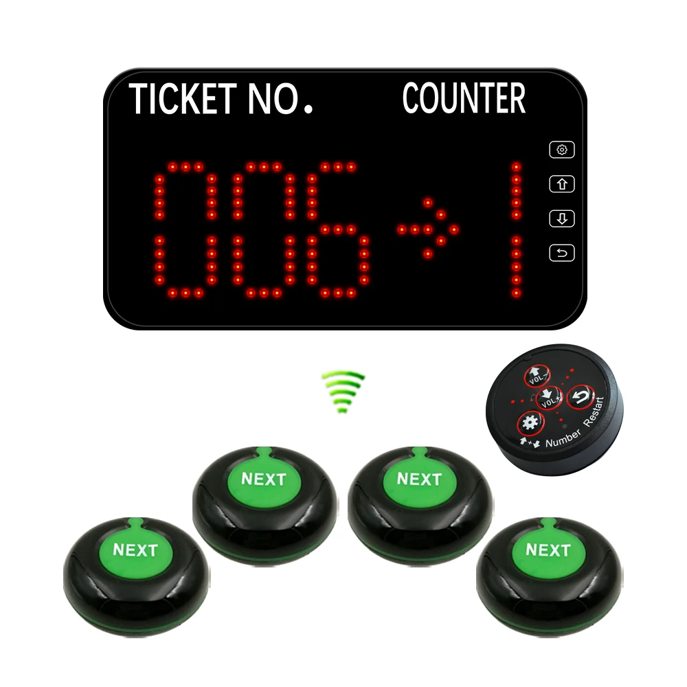 Wireless Calling System Waiting Button Caller Number Broadcast Management Queue System with 3 Digits Display Restaurant