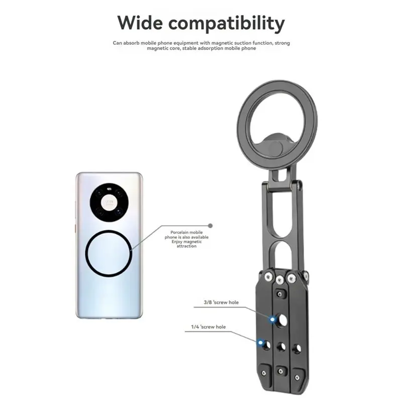 ABDE-Magnetic Phone Tripod Stand Selfe Stick Desktop Smartphone Holder For Video Photography