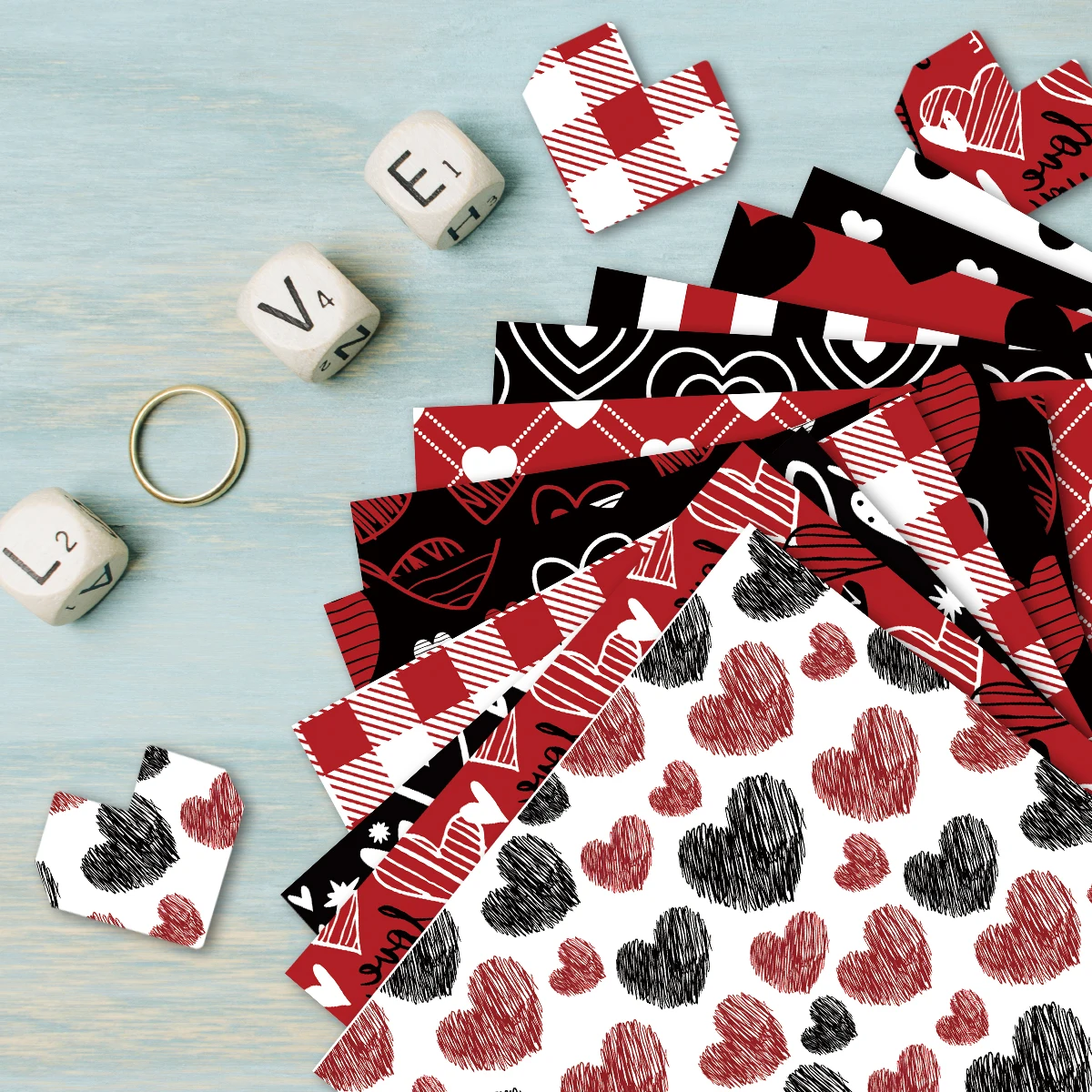 24pcs Romantic Scrapbook Paper for Valentine's Day,Single-Sided Decorative Paper for DIY Crafts,Journaling,Scrapbooking Supplies