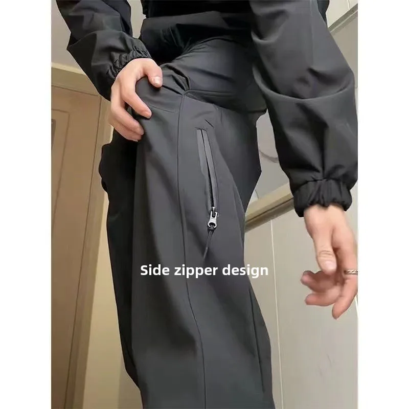 

Men's Outdoor Fce Lined Cargo Pants Autumn Winter Casual Sports Loose Fit Qui Dry Polyester Fiber Straight Leg Trousers