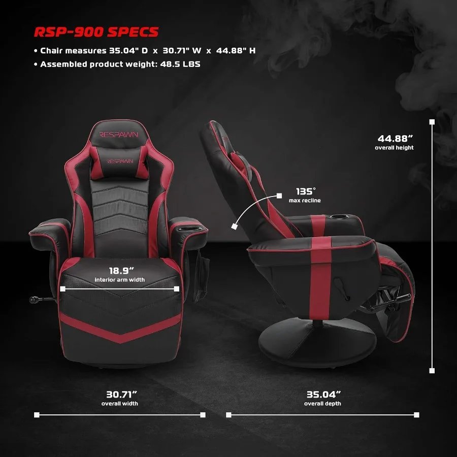 كرسي ألعاب 900 Racing Style Gaming Recliner باللون الأحمر RSP 900 RED