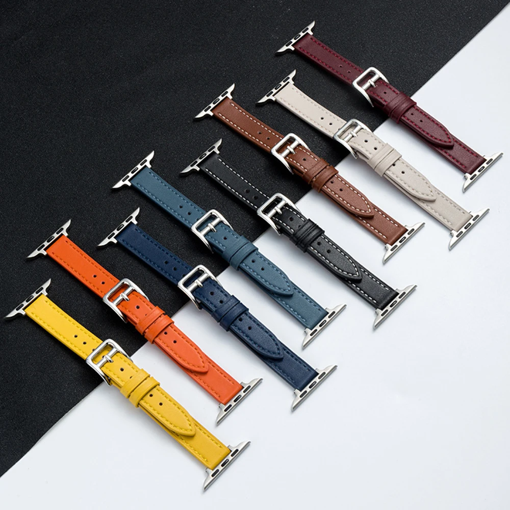 

Slim Strap for Apple Watch Band 41mm 40mm 38mm Correa for iWatch Series Ultra2 8 7 6 5 Se 9 Bracelet Ultra 49mm 45mm 44mm 42mm