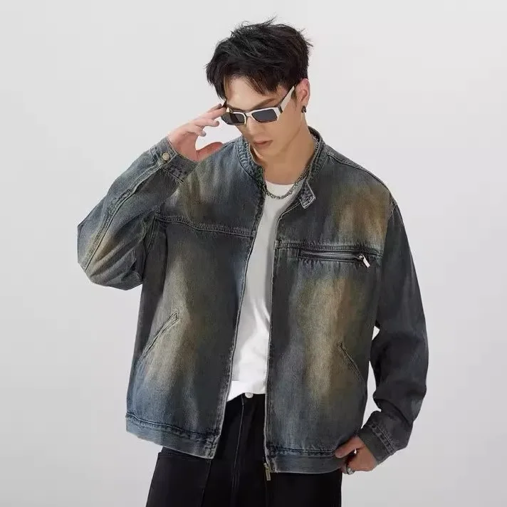 

Мужская джинсовая куртка Waed, весенне-осенняя свободная посадка, винтажная рабочая одежда, джинт с желтой глиной, американский модный бренд