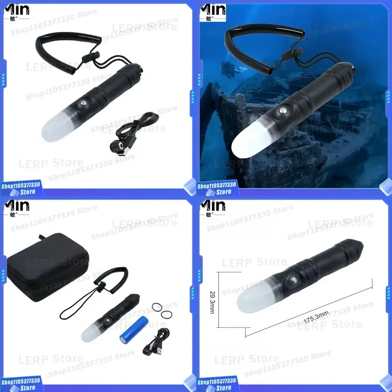 DL-XS06 4000LM LED Dive Light, IP68 100M Waterproof Magnetic Charging Underwater Flashlight