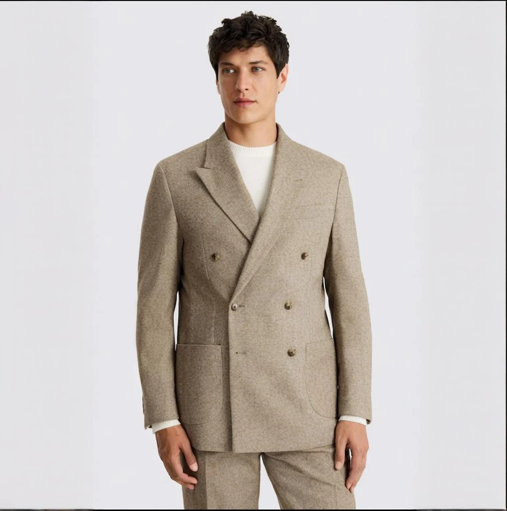 

Свободный крой, твидовый двубортный костюм с узором «елочка», мужской комплект из 2 предметов, свадебный банкетный костюм, деловая одежда на заказ