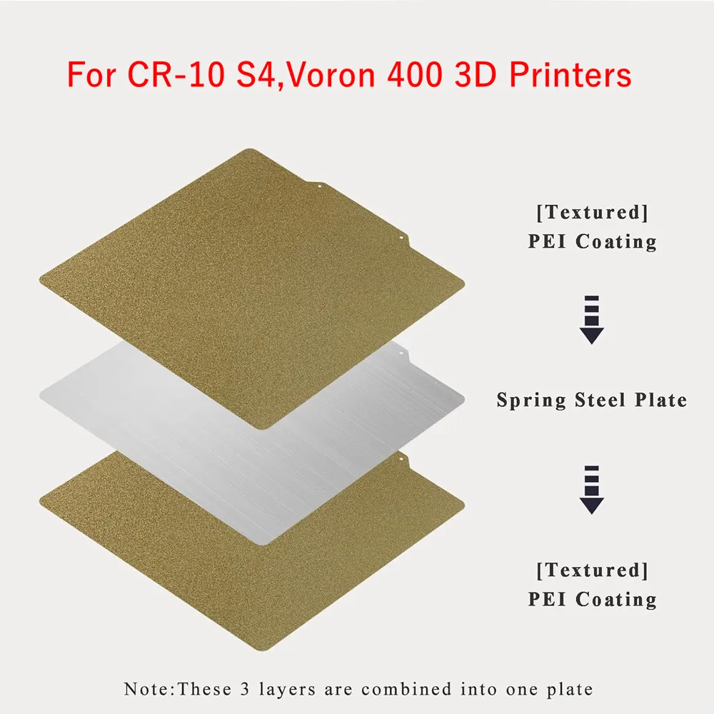

For Creality CR-10 S4 Build Plate 410x410mm Spring Steel Sheet PEI Textured Plate for Voron 400,OrangeStorm Giga 3D Printer Bed