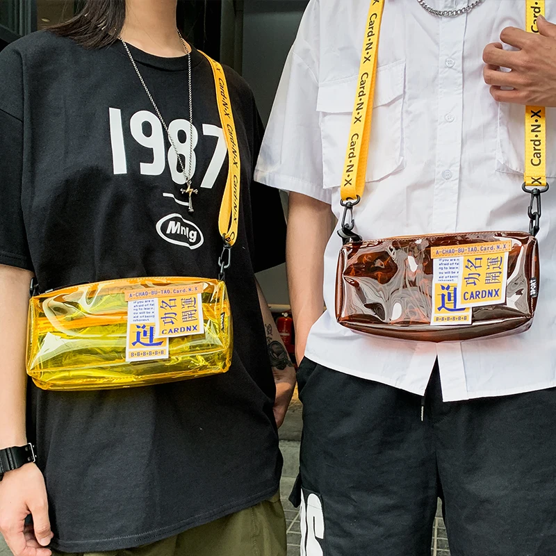 

Trendy PVC Transparent Crossbody Bag Men's Single oulder Bag for Dancing Hip Hop Par Women's Bag Street Sle