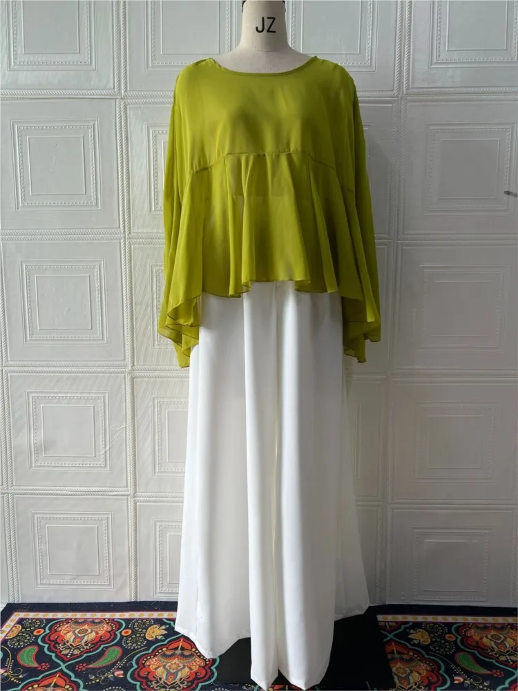 جديد الخريف غير النظامية بشق شال + السراويل قطعتين مجموعة المرأة موضة الصلبة فضفاضة طويلة الأكمام بلوزات واسعة الساق السراويل 2 قطعة مجموعة