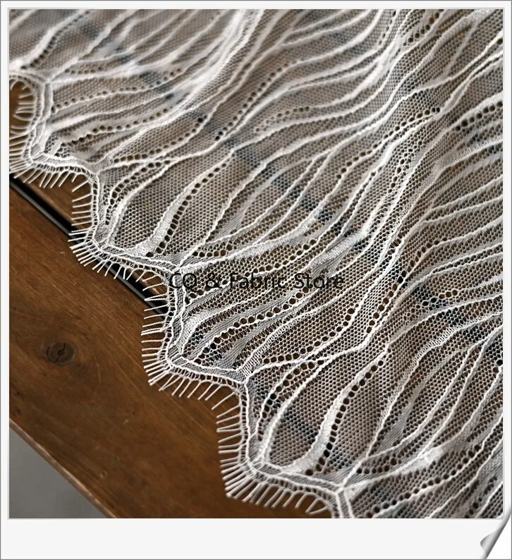 3M long 33 Colors Wave pattern embroidery Eyelash Chantilly Lace Fabric For Lady Underwear ,Girl Dress, Wedding, Gown,DIY Sewing