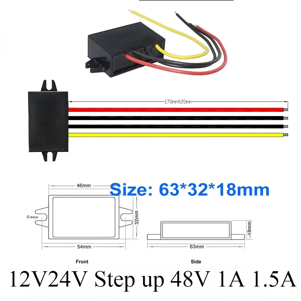 12V24V Step up 48V 1A 1.5A 48Volt Regulator Transformer Power Supply 24 Volt to 48 Volt Booster DC DC Converter Boost Module
