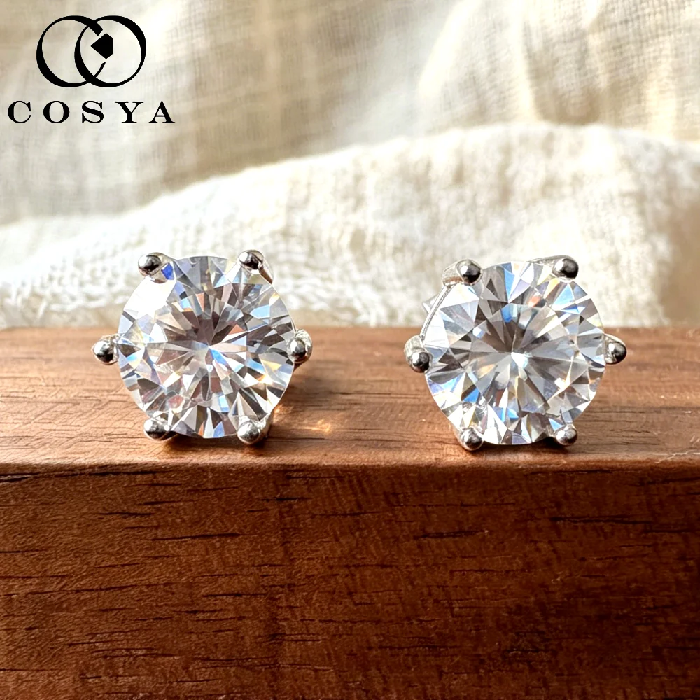 

Серьги-гвоздики COSYA с муассанитом 4-8 мм для женщин и мужчин, 100% серебро S925, 6 крапанов, VVS1, имитация бриллианта, свадебные ювелирные изделия