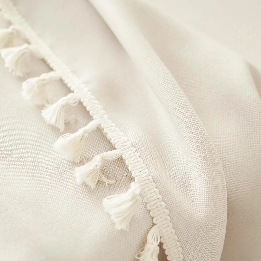 Textured Tablecloths with Cotton Tassels,  Farmhouse Table Cloth Rectangle Table, Rectangle Tablecloth for Kitchen, Dining, Part