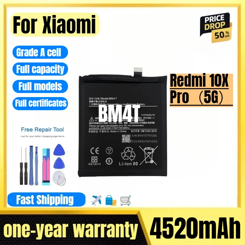 

BM4T for Xiaomi Redmi 10X Pro（5G）mobile Phone Battery High Quality High Capacity Replacement Bateria Grade A Cell with Tools