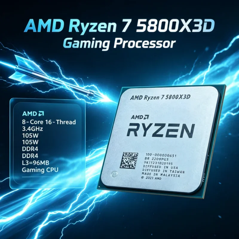 AMD R7 5800X3D 96 MB 3.4 GHz 8-Core 16-Thread 7nm 105W Gaming Processor Ryzen 7 CPU Processor DDR4 for Office