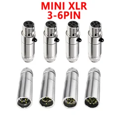 3/4/5/6pin Mini XLR Aviation Connector Female Plug Male Socket Zinc Alloy+copper pins for MIC Microphone Audio Video Connecting