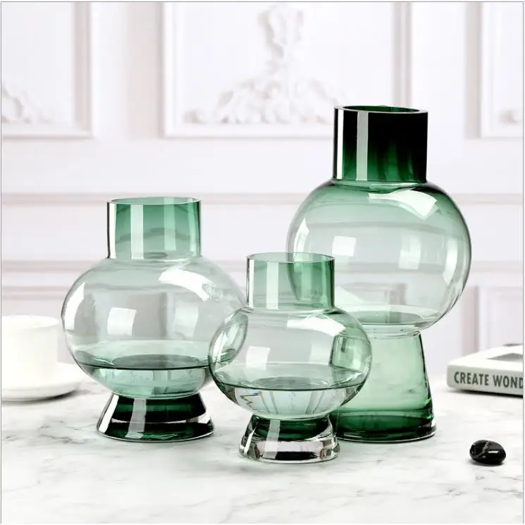 

European Sle Decorative Glass Flower Vase round Belly Home Decoration Living Room Fre Dry Flower Hydroponic Flower Pot