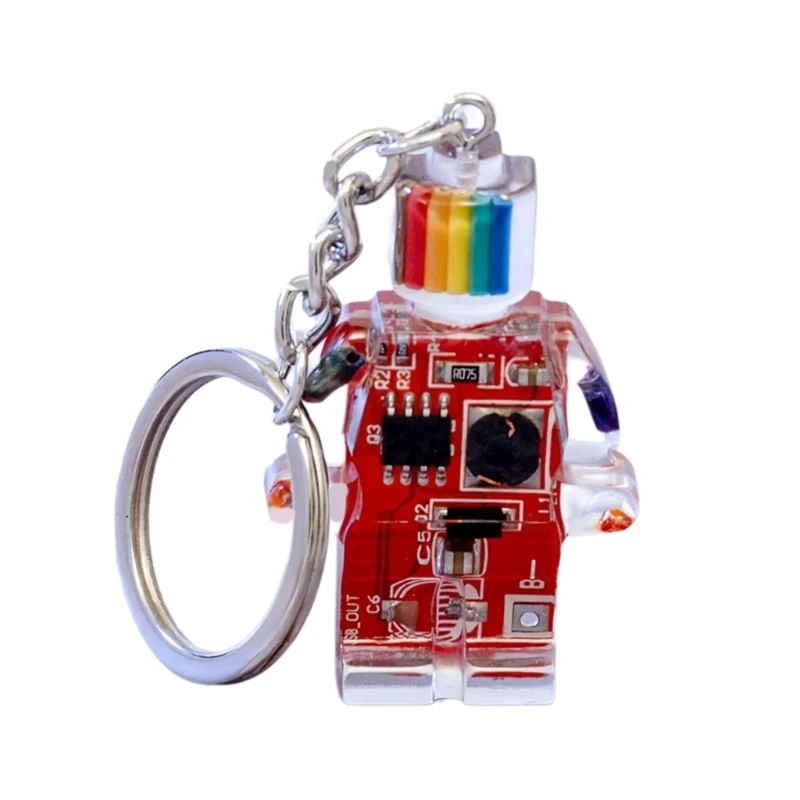 Electronic Robot Keychain Charm Colorful Punk Keyring Bag Jewelry for Daily Wear