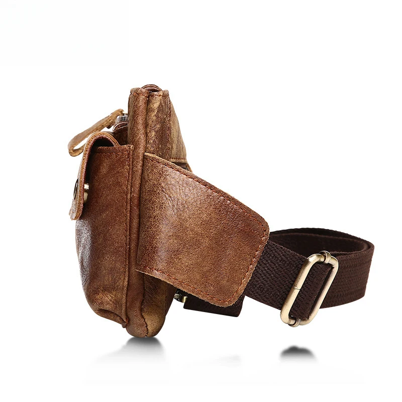 Leisure fashion men's waist bag for outdoor activities, multi-functional cross-body bag, retro leather men's bag, waist bag