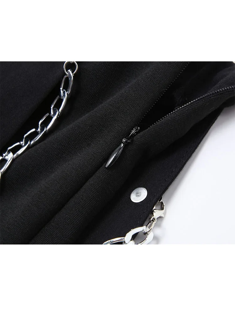 Vrouwen Hoge Taille Een Lijn Korte Rokken 2022 Zomer Gothic Mode Vintage Ketting Zwarte Rok Koreaanse Onregelmatige Mini Rok Vrouwelijke