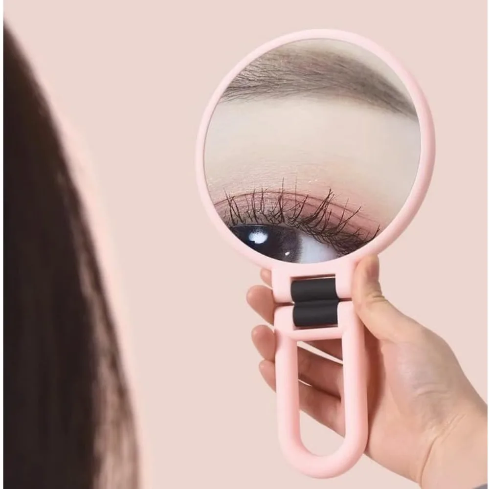 

Handheld Mirror, with Handle for Travel, 1X 5X Magnifying, Adjustable Handle, Double Sided Folding, Makeup Mirror