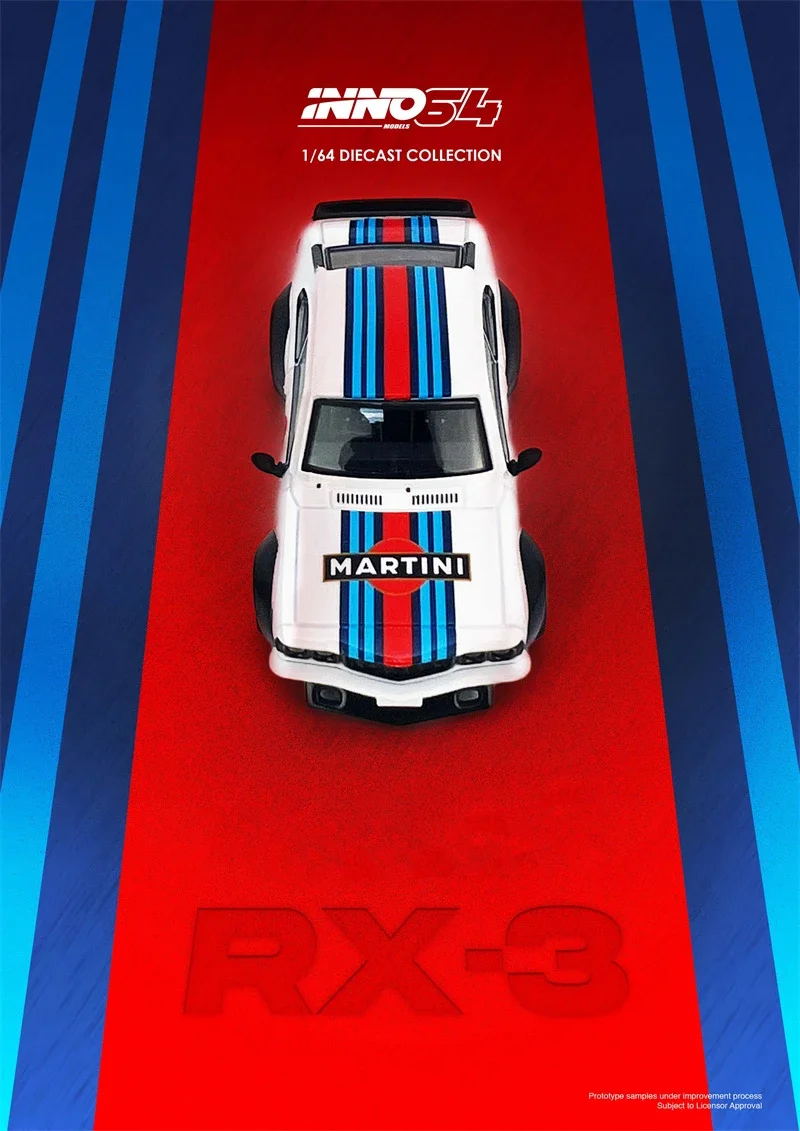 

INNO 1:64 SAVANNA RX3 MARTINI RACING Livery White Stripe Die-Cast Car Models