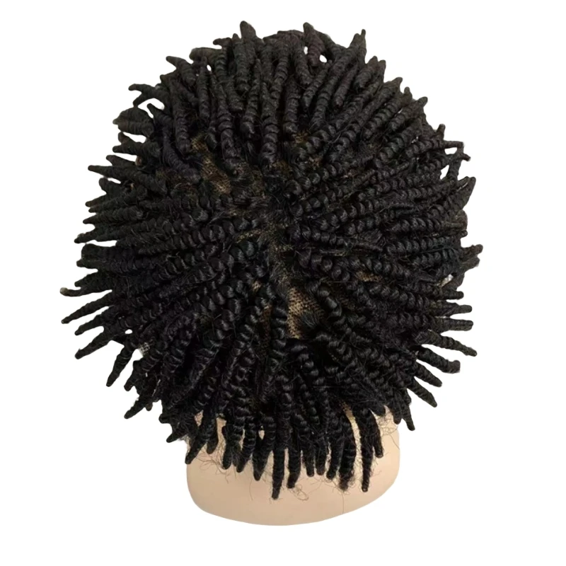 

Бразильские натуральные волосы для замещения волос (Virgin Human Hair Replacement) # Накладные волосы 1b Braids Afro Heliciform Curl 8x10 на полной швейцарской сетке для мужчин с темной кожей