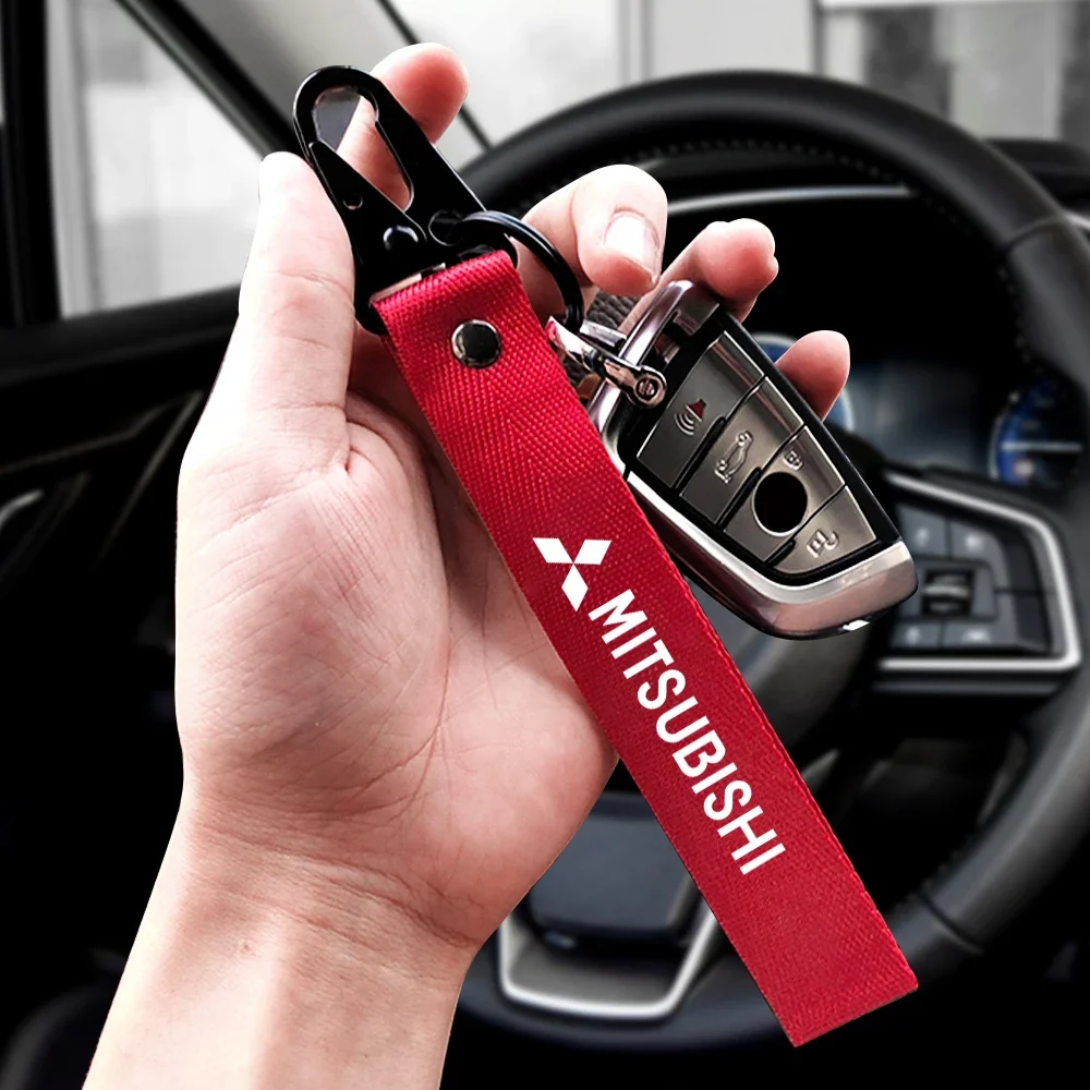 Car Ribbon Key Chain Key Ring For Mitsubishi Lancer ASX Outlander Pajero Carisma L200 Galant EVO Auto accessories Styling