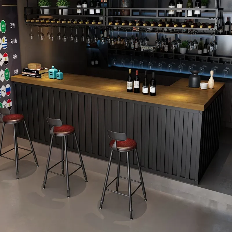 Industrial Retro Bar Counter Restaurant Cafe Checkout Desk Milk Tea Shop Reception Table Corner Cabinet Store Front Desk