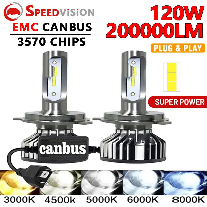 

H4 LED Headlight 20000LM CSP Chip LED H7 H1 H11 H8 H9 9005 9006 HB3 HB4 120W 4300K 6500K 8000K PTF Ice Bulbs Turbo Fog Light 12V