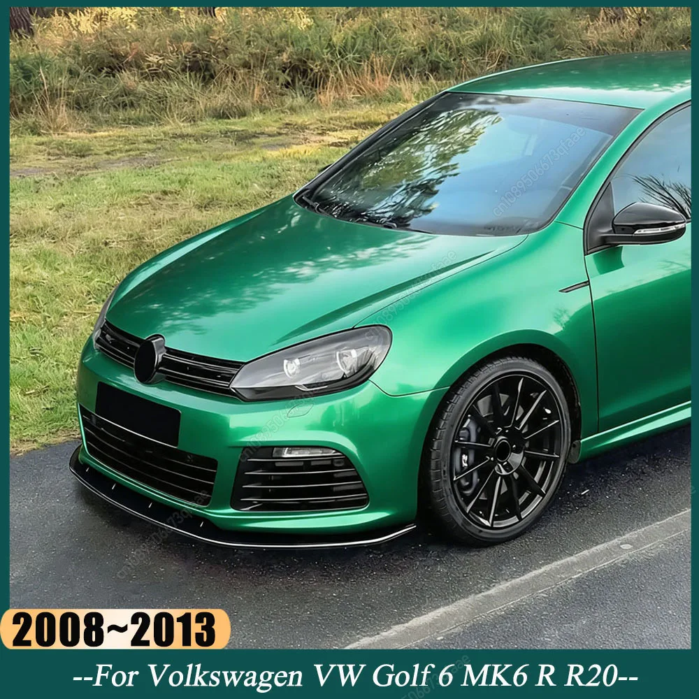 

ABS Gloss Black 3Pcs Car Front Bumper Lip Spoiler Diffuser Splitter For Volkswagen VW Golf 6 MK6 R R20 2008-2013 Bodykits Tuning