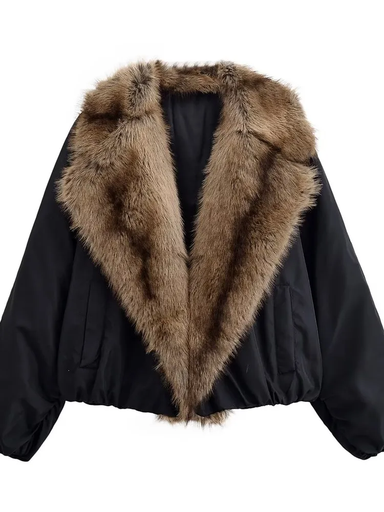 الدفء الطيار Sle وهمية الفراء طوق Jaet ملابس خارجية للنساء ort طول ألياف البوليستر 2025 شتاء جديد وصول فتاة ساخنة