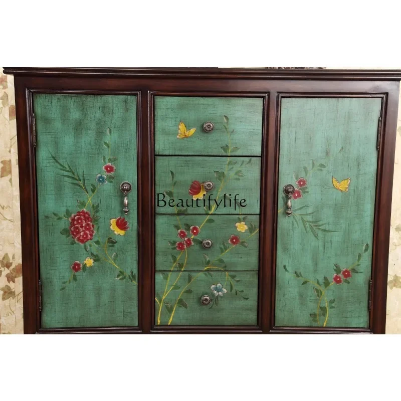 

ls 42American retro painted entrance cabinet dining side small apartment decorative screen partition cabinet