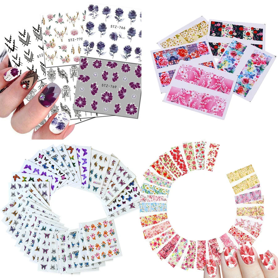 Buntes Blumen- und Fruchtdesign Erdbeer-Nagelkunst DIY Wassertransfer-Aufkleber-Set - Gemischte Designs Maniküre-Aufkleber – Detail 1