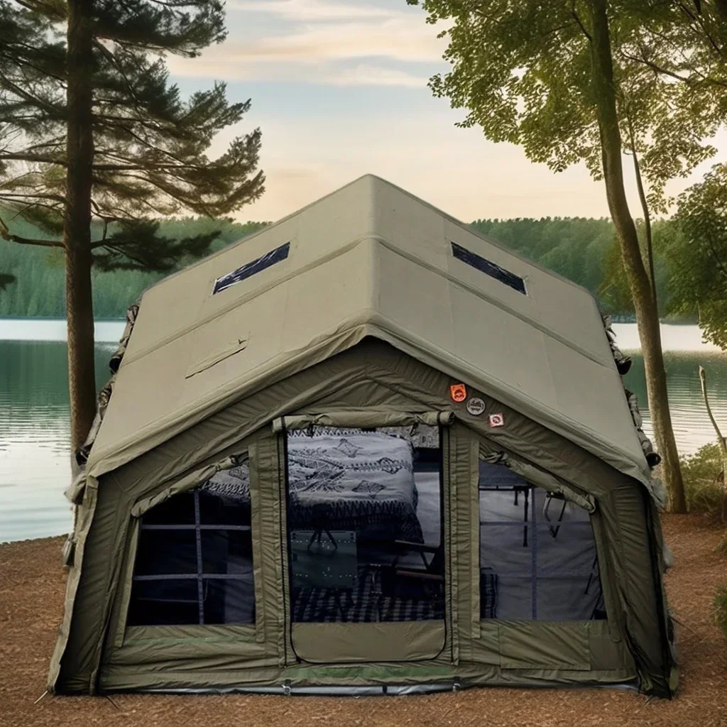 Tall Large Size  Hexagon Luxury Family 5 6 7 Person Insulated Fabric 3*2*2m Air-resistant C Ice Cabin Camping Tent