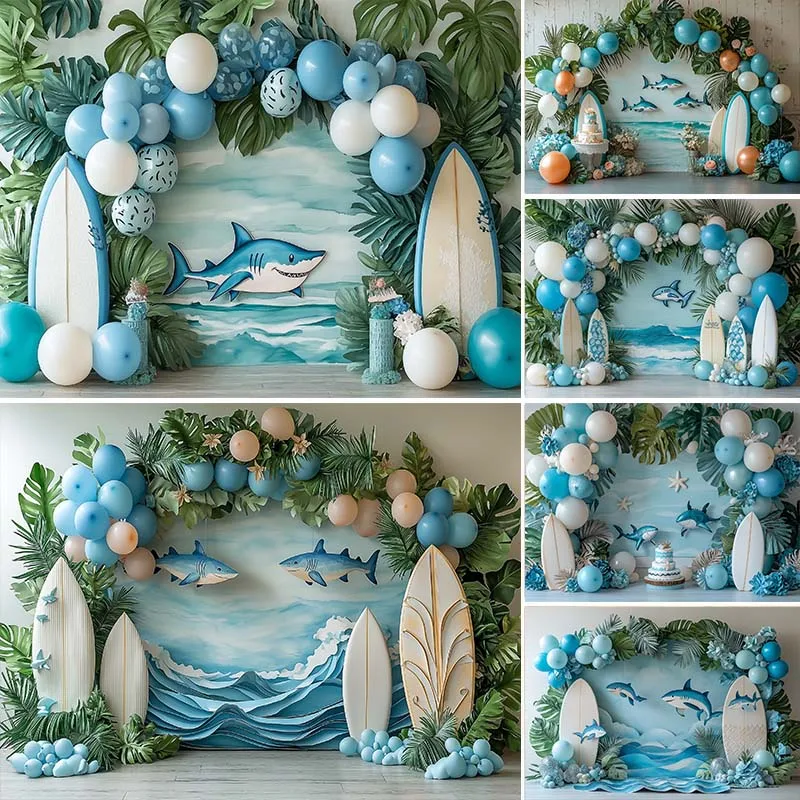 

Фотографический фон LS: Летняя арка, воздушные шары, доска для серфинга, декор с акулой, для дня рождения, детского фотосессия, фотосъемки на фоне торта, для детского праздника, студийный фон для фото