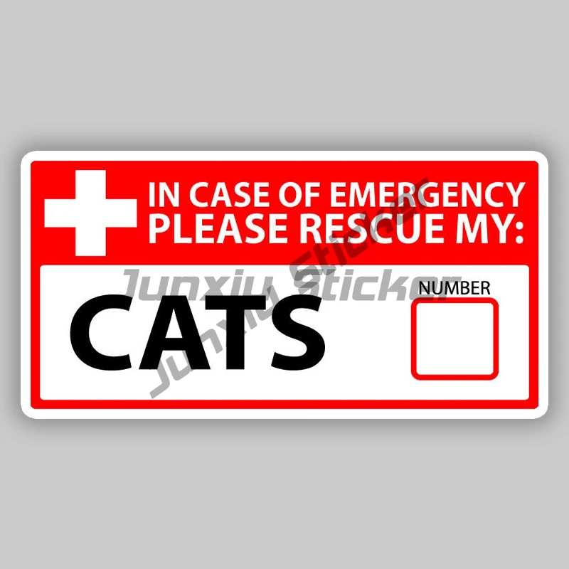 Cat Emergency Pet Rescue Car Sticker Waterproof Decal Bumper Rear Window Laptop Self-adhesive Decal for Car Accessories