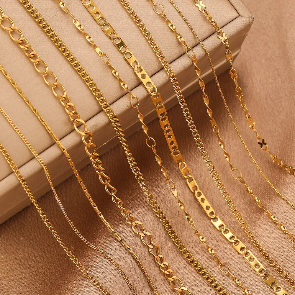 

2M Stainless Steel Chain 18k Gold Plated High Quality Thin Body Chain for Bracelet Necklace Jewelry Making DIY Finding Wholesale