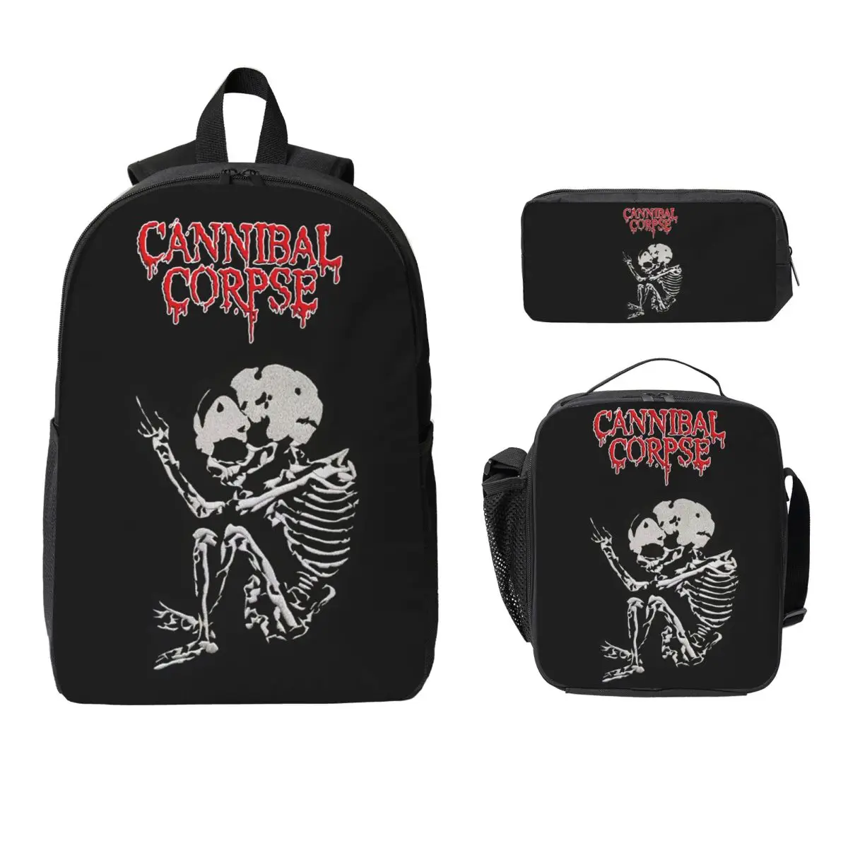 

Cannibal Corpse Heavy Metal Band Horror Backpack BookBag School Bag Computer Shoulder Bags 3ps Insulated Lunch Bag Pencil Case