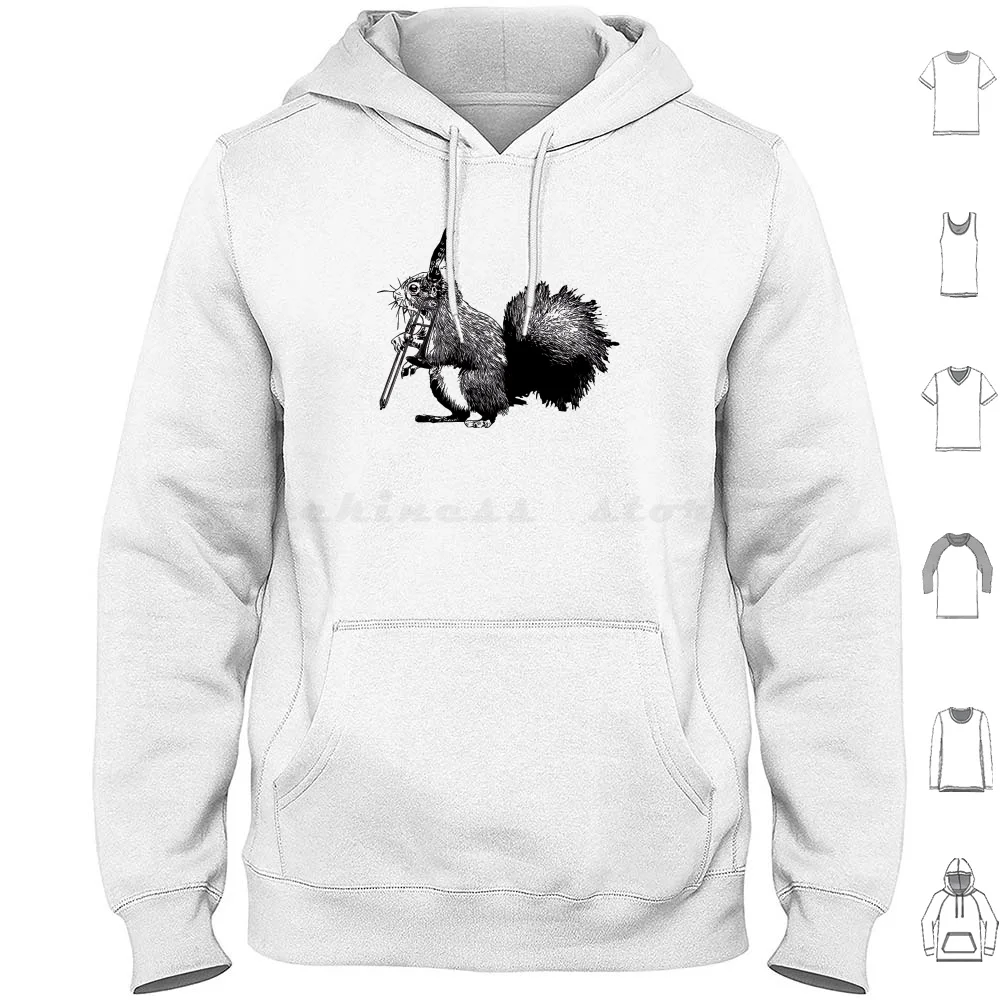 Squirrel Wielding Trombone Hoodies Long Sleeve Animals Cute Music Dad Hipster Banksy Dad Humor Animal Band Father