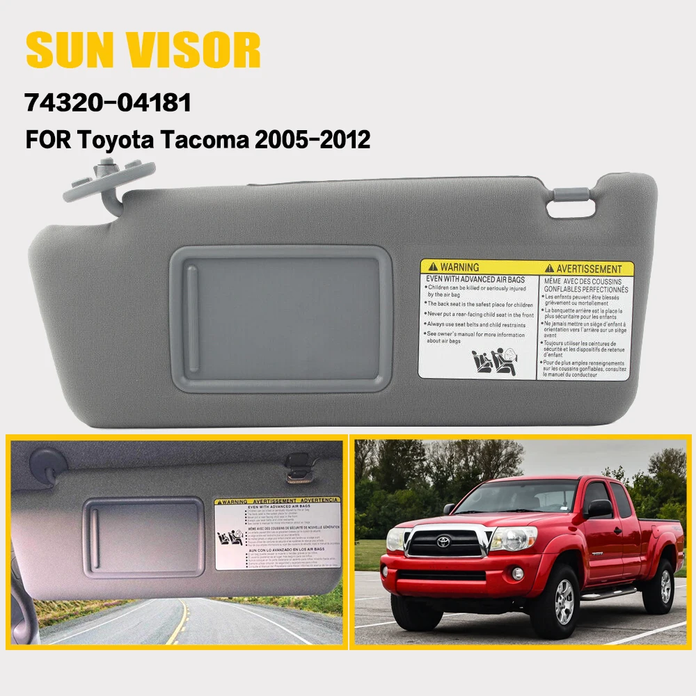 

Sun Visor Compatible with Toyota Tacoma 2005-2012 74320-04181-B1 Gray Without Light