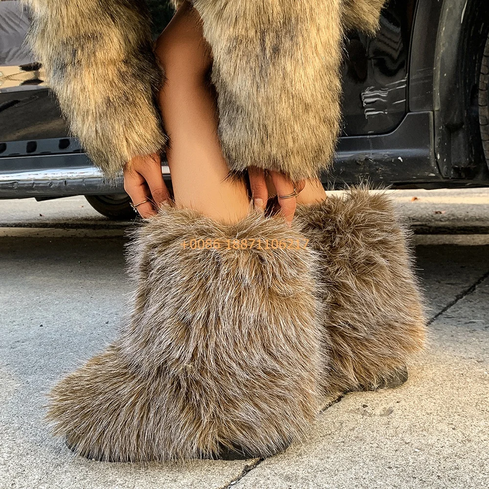 Autumn Winter Women's Snow Boots 2024 New Round Toe Outdoor Leisure Fur Warm Short Boots Color Matching Fashion Street Boots