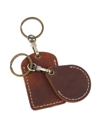 Hot Sale 1pc Vintage Leather Access Card Holder Keychain Community Cards Protective Key Case Random Color